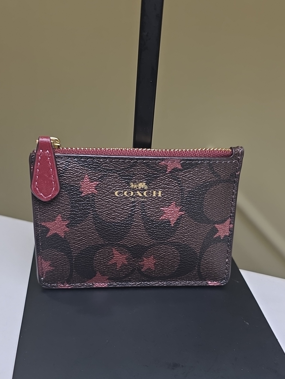 Coach F39047 Signature Canvas Card Holder Pop StarPrint Brown/Metallic Pink NWOT - Picture 10 of 10